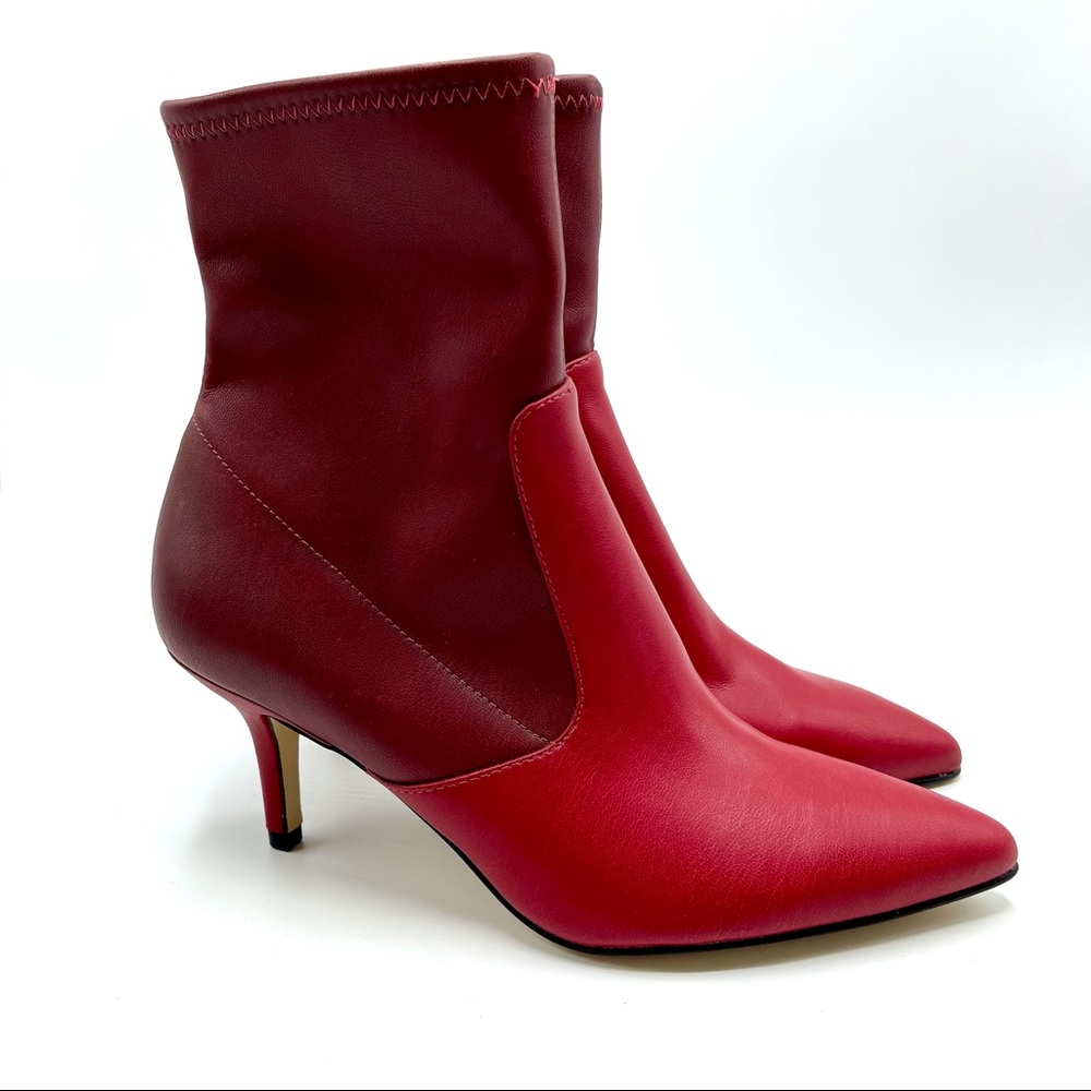 Marc Fisher Red Leather Ankle Boots